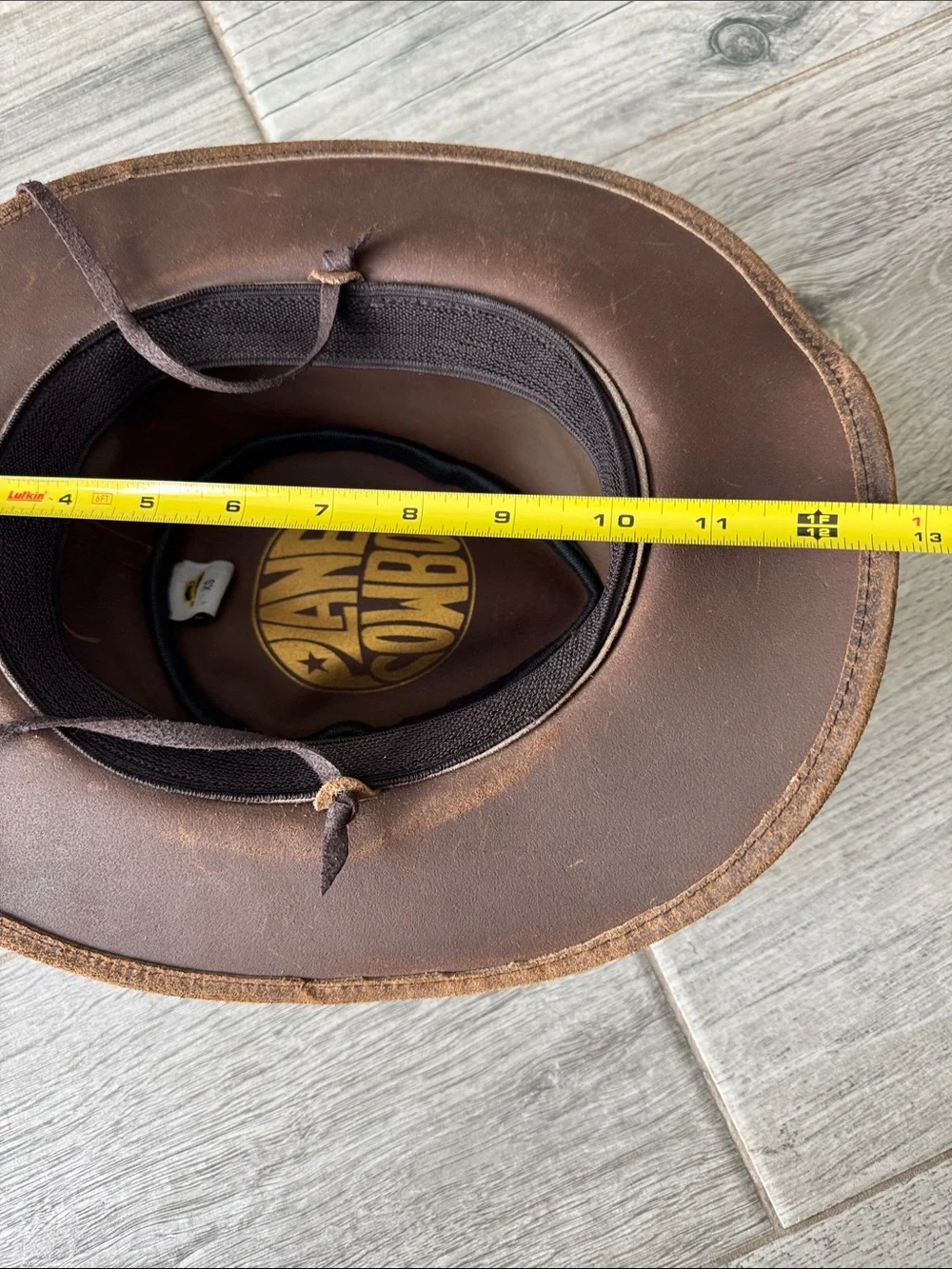 Brown Leather Western cowboy Hat with Feather Accent